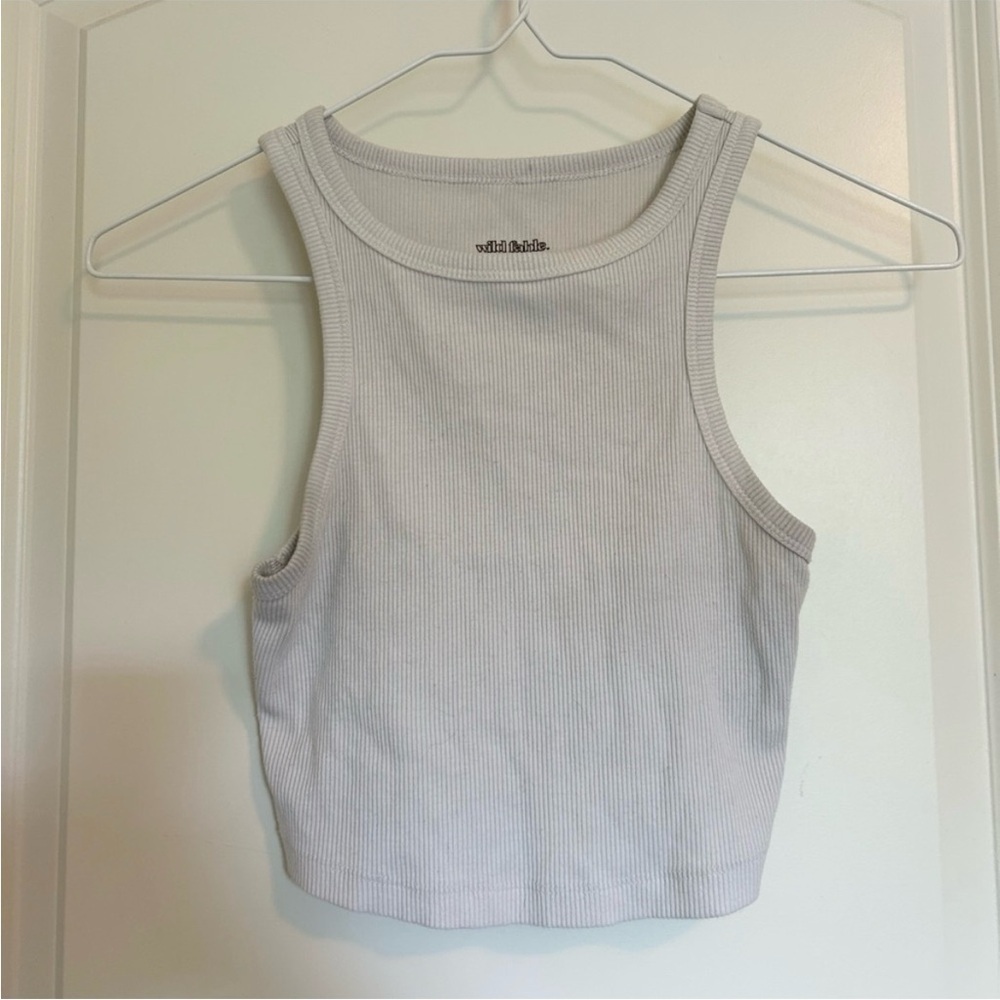 Wild Fable white Ribbed Crop Top high neck